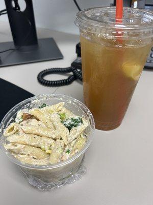 Chicken ceaser pasta salad with homemade green tea