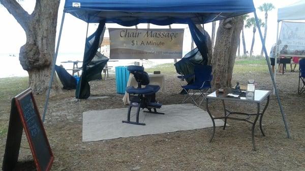 Chair massage at Coquina beach market on Sundays