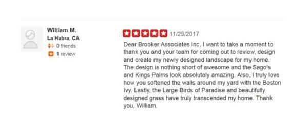 Brooker Associates is proud of our Client reviews and believe all of them should be visible.