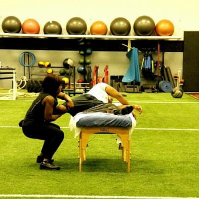 Giving Fascial Stretch Therapy to one of the Best Track & Field Coach's in Bergen County.This  stretch is great for hip and lower back pain.