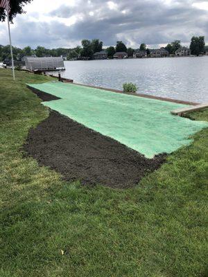 Erosion prevention and topsoil fill that we did the other day in Fenton Michigan.