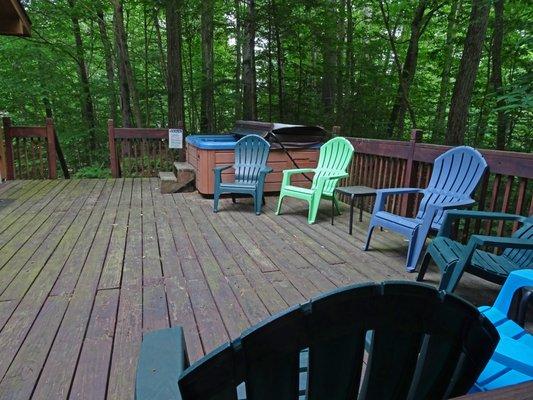 Back deck with hot tub