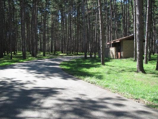 Toilets in the Pines area of the camp site.