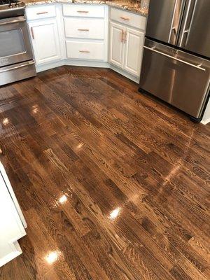 Wood floor polish and clean with high shine.