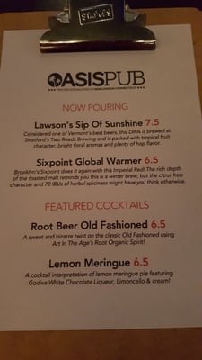 Tonights drink specials... The lemon meringue is delicious!