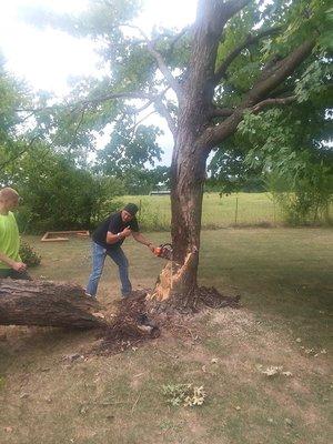 Owner Charles doing what he does best.