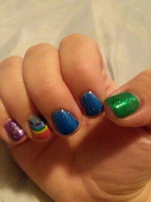 Rainbow gel manicure!