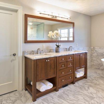 Custom Cherry Vanity and matching mirror.