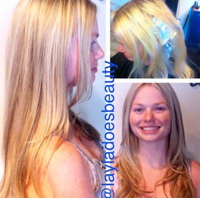 Full Lowlights to bring a platinum blonde to a natural looking blonde