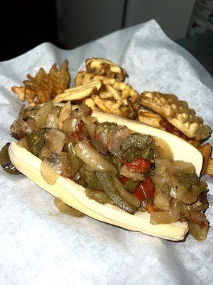 Italian sausage and peppers/onions