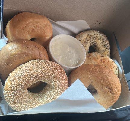 Bagels were warm, fresh and delicious