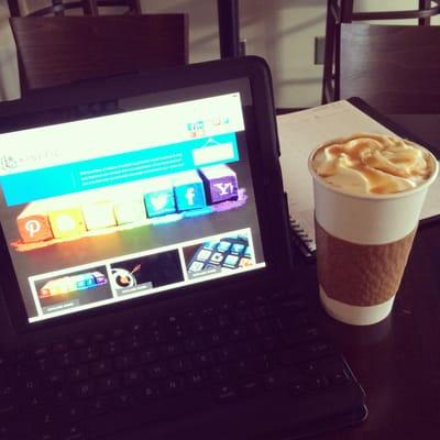 Getting some work done with the help of a yummy coffee!