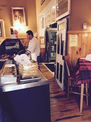 French chef at the counter