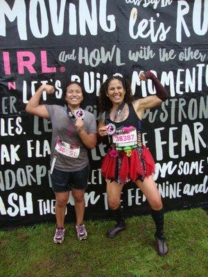 Showing off the awesome Dirty Girl medals!!!