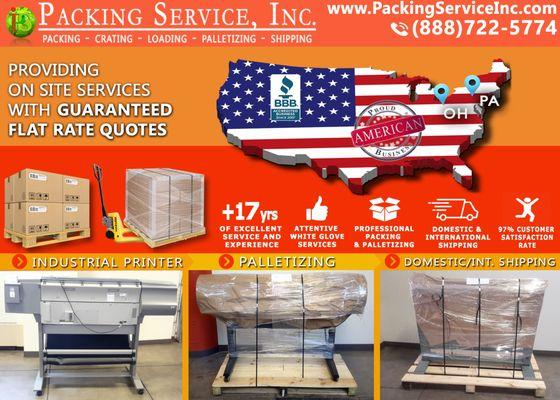 Wrapping Printers, Palletizing and Shipping with Packing Service, Inc.