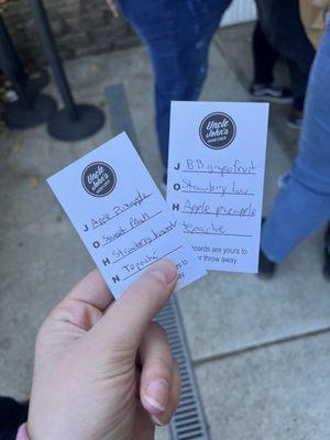 Cider flight cards