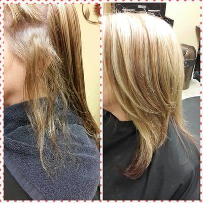 Before and after keratin treatment