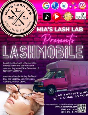 Mias Lash Lab has gone mobile! Book today for your lash artist to come to you!!!! Travel Cost apply.