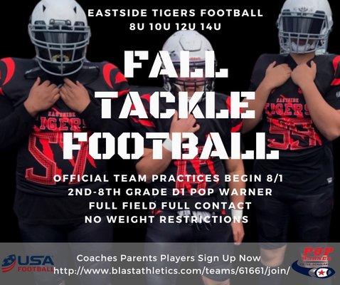 Sign Up today for Pop Warner Youth Football