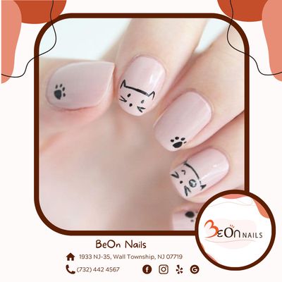 Ready to embrace your inner cat lover? Visit   for cute and purr-fect cat-themed nails.