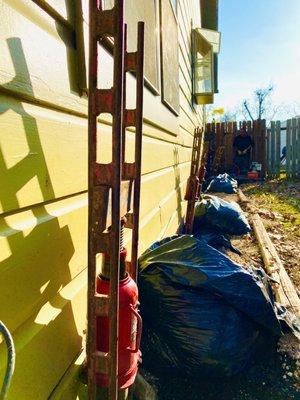 Hydraulically Driven Steel Piers For Slab Foundation. All Soils and Debris Are Individually Bagged for Minimal Disturbance and Cleanliness.