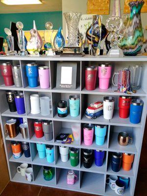 We offer many different engravable drinkware options.