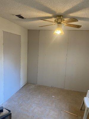 Put up a wall made one room into two relocated door