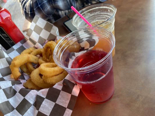 Onion Rings with Winter On Wheels and a Cranberry Cider.