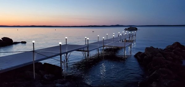 We offer solar lights for dock posts to light up the night and give you more hours of enjoyment on your dock!