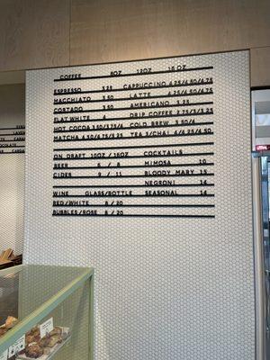 Drink menu