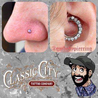 Nose Piercing and Daith Piercing by Greg Marrero