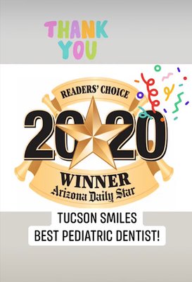 Thank you Tucson for voting us Best Pediatric Dentist