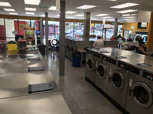 Large machines at the 24 Hour Coin Laundromat in Los Angeles