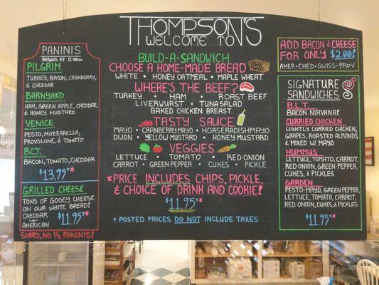 Our current menu (1 of 2) as of 11/14/20