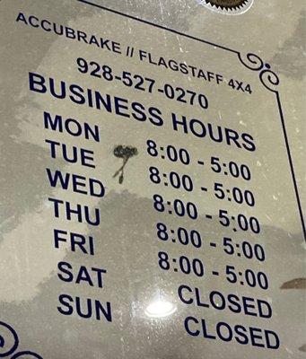 Business Hours 2022 M-F    8a - 5p Closed Sat, Sun