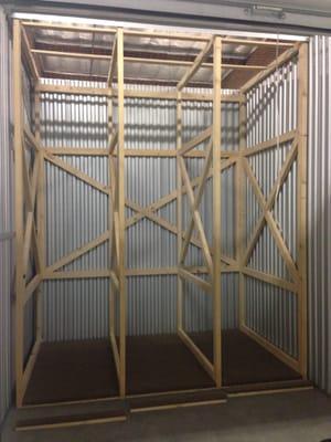 Large painting storage rack with matching carpeted boards for leaning/ propping extra large work