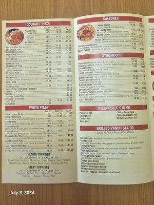 Most Recent Menu