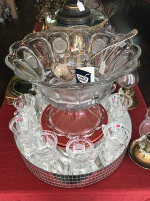 US Coin Glass Punch Bowl