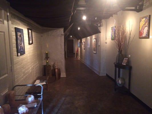 Art gallery spa hallway