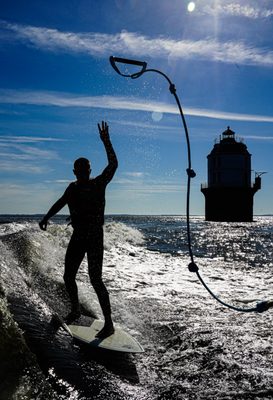 Wake surfing the Chesapeake bay