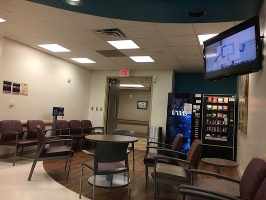 Nice waiting area's with cable TV!