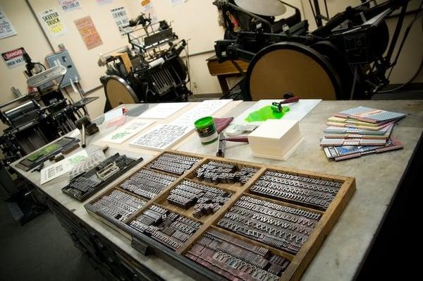 The pressroom at Quality Letterpress