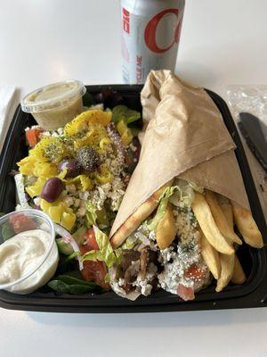 Lamb Gyro and Greek Salas