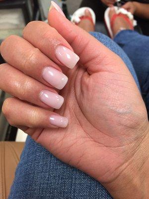 Joan does the best set of UV gels ever. The light pink color of the gel is so perfect that I don't even get any polish on them.