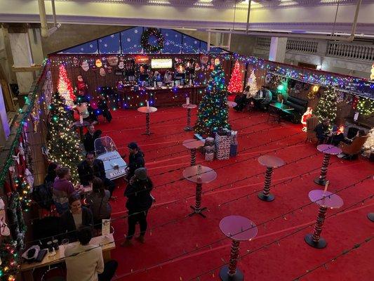 View of Happy's pop-up bar from second floor