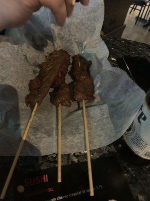 Amazing BBQ meat sticks!! Perfect for two, although we couldn't resist before we got a pic.