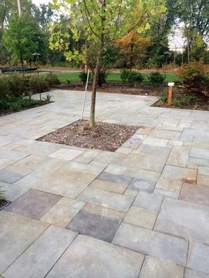 Commercial Project - Riverview Launch natural stone paver installation. Kalamazoo, MI