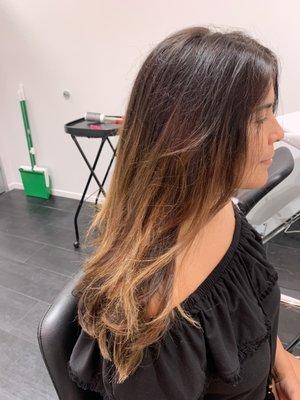 Blended balayage with caramel