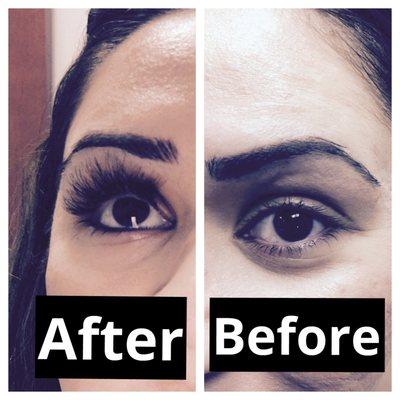 My before and after lash extensions, no make-up