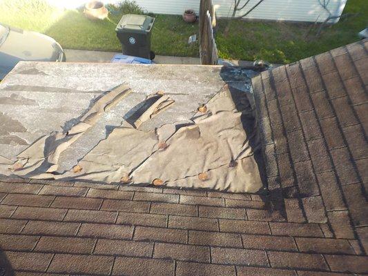 Roof damage and leaking.